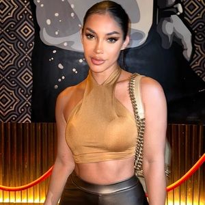 Gold / brown halter crop top